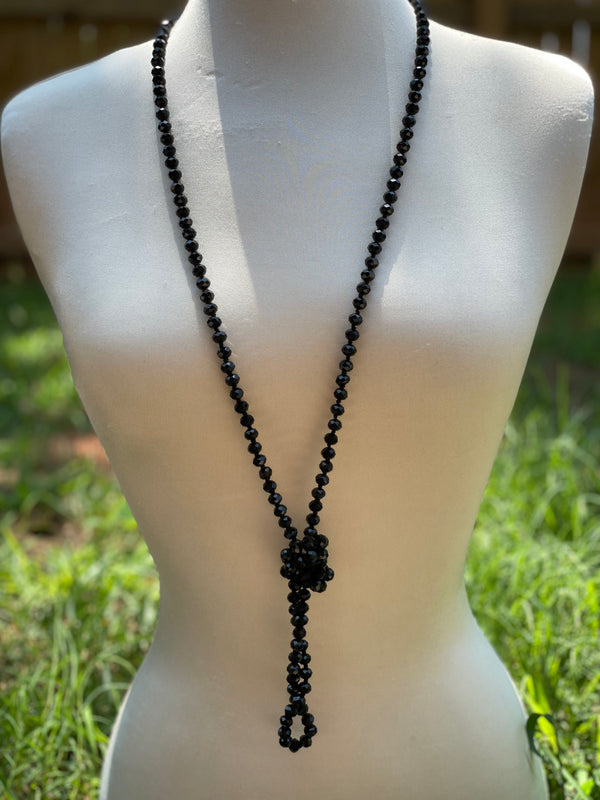 Grey Black Snowflake Obsidian Beaded Necklace and Earring Set (Handmade) -  Fringe, Flowers and Frills
